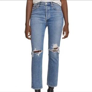 Agolde Riley High Rise Distressed Jeans